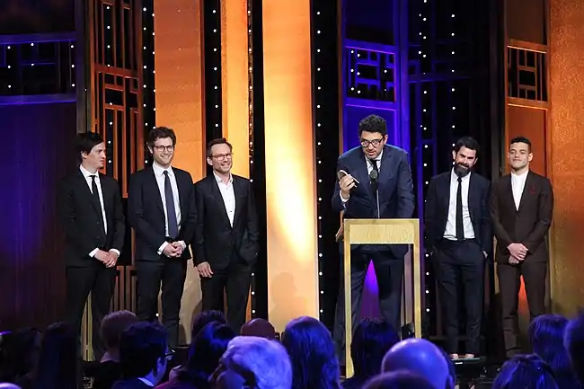 Kyle Bradstreet, Adam Penn, Christian Slater, Sam Esmail, Chad Hamilton and Rami Malek at the 75th Annual Peabody Awards for Mr. Robot.jpg