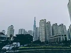 Landmark 81 appears on the skyline of Binh Thanh District