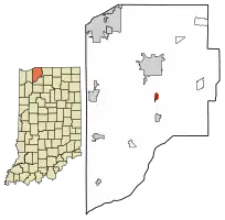 Location of Kingsbury in LaPorte County, Indiana.