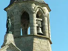 The bell tower of the church, in La Chaze-de-Peyre