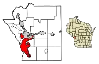 Location of La Crosse in La Crosse County, Wisconsin.
