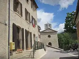 The town hall and the church in La Martre