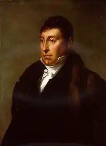 Marquis de Lafayette depicted in later years of his life, dressed according to the fashion of the 1820s.