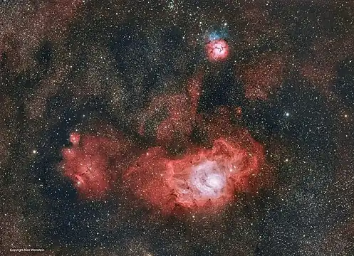 Lagoon and Trifid nebulae