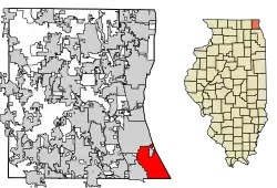 Location of Highland Park in Lake County, Illinois