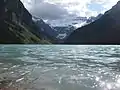 Lake Louise, named for Princess Louise, and the glacier named for her mother, Queen Victoria