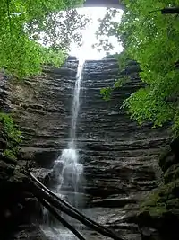Image 16A view of Lake Falls in Matthiessen State Park in La Salle County near Oglesby. The park's stream begins with the Lake Falls and flows into the Vermillion River. Photo credit: Cspayer (from Portal:Illinois/Selected picture)