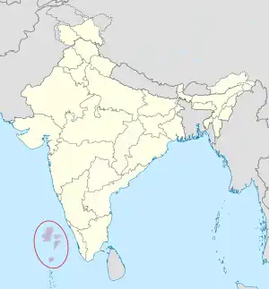 The map of India showing Lakshadweep