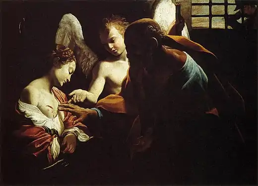 Saint Peter Healing Agatha, by the Caravaggio-follower Giovanni Lanfranco, c. 1614