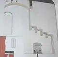 Blocked doorway and outline of former stair to former upper room of porch, probably 13th century