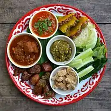 A sampling of starters in Northern Thai cuisine (Lanna cuisine)