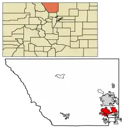 Location of the City of Loveland in Larimer County, Colorado.