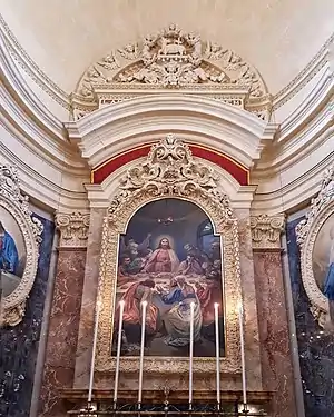 The Last Supper by Lazzaro Pisani, the altarpiece of Corpus Christi Parish Church in Għasri, Malta