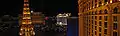 Panoramic of Las Vegas from the Paris hotel, showing the Bellagio fountain, Eiffel tower at Paris hotel and Caesars Palace in 2006