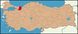 Location of Sakarya on Turkey map