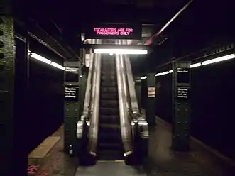 Exit-only escalator from the BMT platform, permanently closed and removed