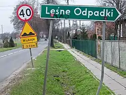 Road sign in Leśne Odpadki