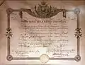 Certificate of the Order of the Legion of Honour.
