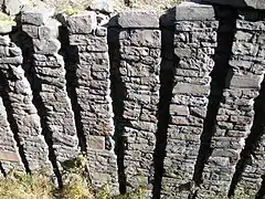 Stacked rock detail of lock wall of Lock 28 near White Haven, 2008