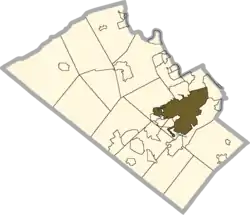 Location of Allentown in Lehigh County, Pennsylvania