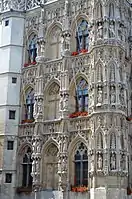 Detail of the facade of Leuven's Town Hall