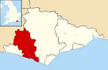 Lewes shown within East Sussex