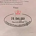 Liechtenstein souvenir passport stamp in a United States Passport