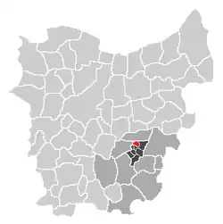 Localisation of Erondegem in the community of Erpe-Mere in the arrondissement of Aalst in the province of East-Flanders.