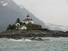 Lighthouse on Eldred Rock island.
