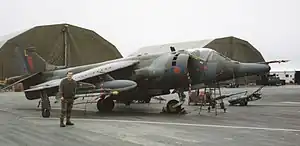 A Harrier GR.3 similar to those deployed by 1(F) Squadron to Kirkwall airport for Northern Wedding 1978.