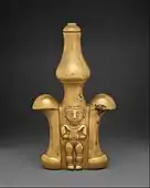 Quimbaya lime container; 5th–9th century; gold; height: 230&nbsp;mm (9.1&nbsp;in); Metropolitan Museum of Art