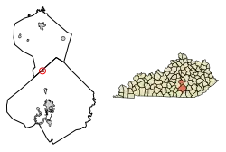 Location in Pulaski and Lincoln counties, Kentucky