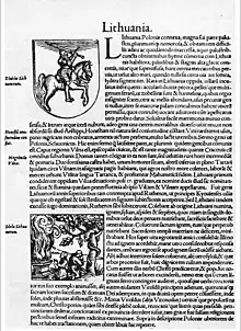 Image 99A facsimile of a page from Sebastian Münster atlas Cosmographia universalis (first edition 1544), describing the Grand Duchy of Lithuania in 1544. (from Grand Duchy of Lithuania)