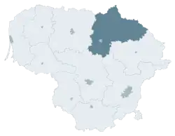 Location of Panevėžys County