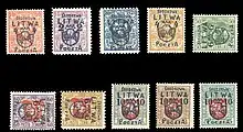 Lithuanian postage stamps with overprints of Central Lithuania (Środkowa Litwa), 1920.