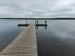 A fishing pier on Little Kenosee Lake in Moose Mountain Provincial Park