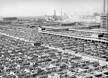Image 4This 1941 photograph shows the maze of livestock pens and walkways at the Union Stock Yards, Chicago. Image credit: John Vachon, Farm Security Administration (photographer), Darwinek (digital retouching) (from Portal:Illinois/Selected picture)