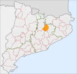 A map of Catalonia showing the Lluçanès location
