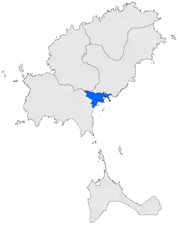 Location of Ibiza town on Ibiza island