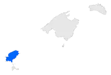 The Diocese of Ibiza in blue.