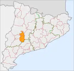 Location of Urgell in the region of Catalonia