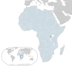 Location of&nbsp;Rwanda&nbsp;(black)–&nbsp;in Africa&nbsp;(light blue &&nbsp;dark grey)–&nbsp;in the African Union&nbsp;(light blue)