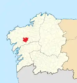 Location of the municipality of Santiago de Compostela within Galicia