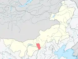 Location of Hohhot City jurisdiction in Inner Mongolia