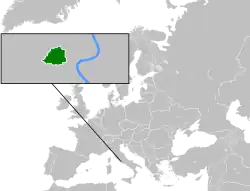 Location of Vatican City (green)in Europe (dark grey)