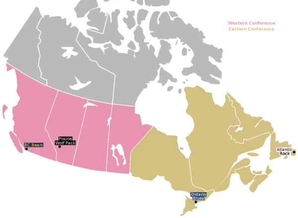 Locations of the four Canadian Rugby Championship teams.