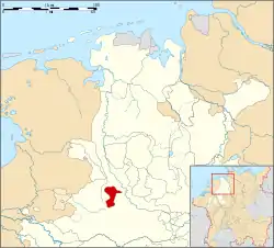 Map of the Lower Rhenish–Westphalian Circle around 1560, County of Steinfurt highlighted in red