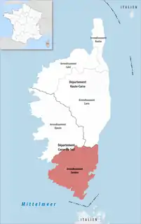 Location within the region Corsica