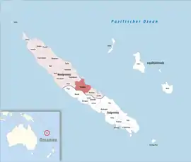 Location of the commune (in red) within New Caledonia