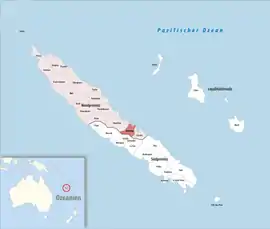 Location of the commune (in red) within New Caledonia